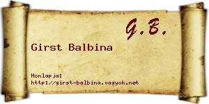 Girst Balbina névjegykártya